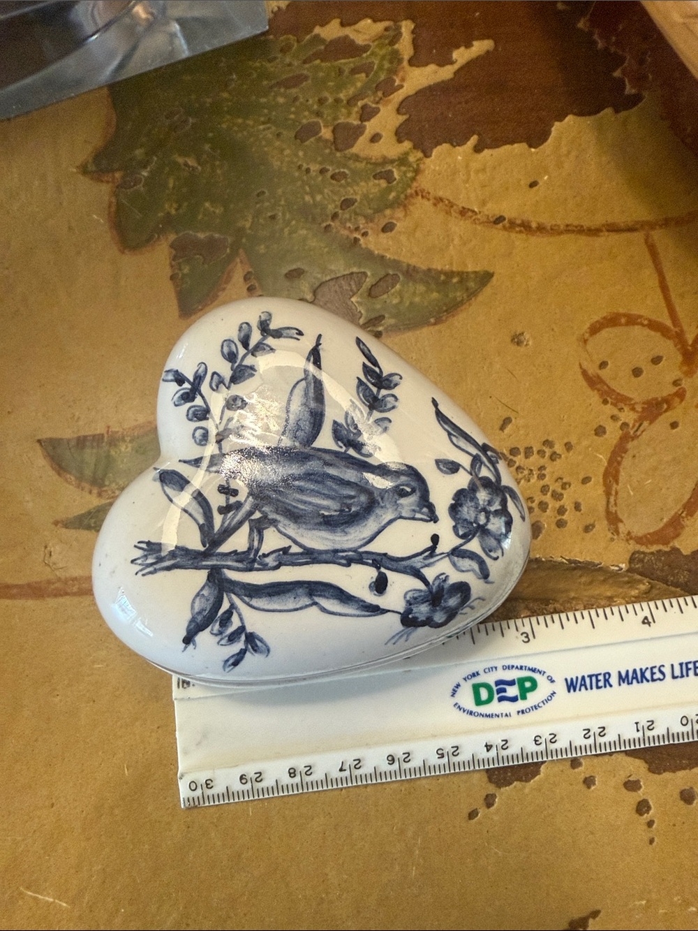 Hand-Painted Blue and White Heart Trinket 2pc Dish - Decorative Home Art